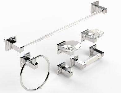 JUEGO DE ACCESORIOS PARA BAÑO AQUABLUE® - TAMESIS CROMADO