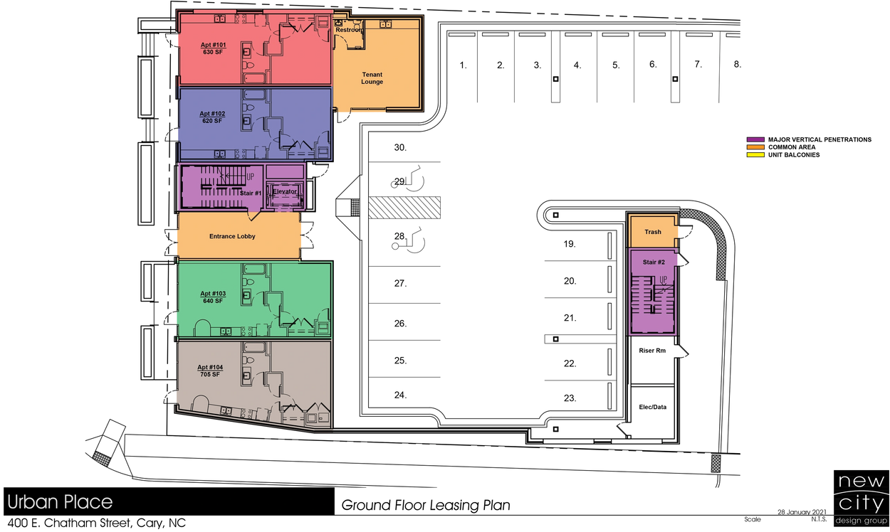 Luxury apartments on the ground level of Urban Place