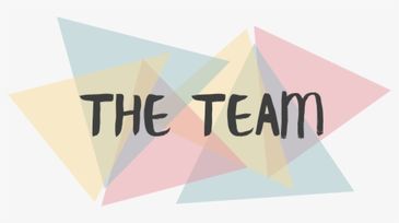 Colorful triangles behind the words 'THE TEAM' in bold black letters.