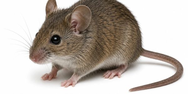 A small brown mouse against a white background.