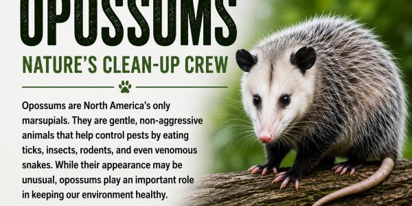 Opossums, North America's gentle marsupials, help control pests and maintain environmental health.