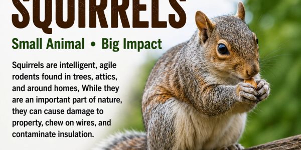Squirrel perched on a branch with info about their intelligence and impact.