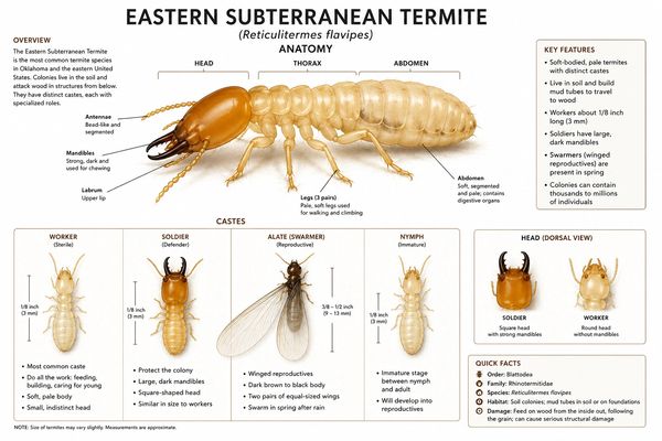 Detailed anatomy and caste system of the Eastern Subterranean Termite.