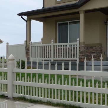 vinyl picket fence, deck railing, privacy fence