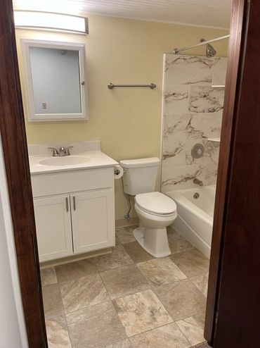 Renovated bathroom.