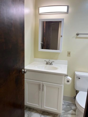 Bathroom vanity and light.