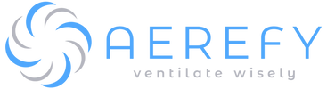 AEREFY logo with a swirling blue and gray design and the tagline 'ventilate wisely'.