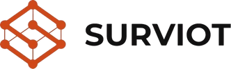 Surviot logo with an orange geometric symbol and black text.