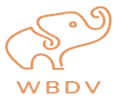 An orange line art elephant with the letters WBDV below it.