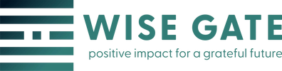 Wise Gate logo with tagline emphasizing positive impact for a grateful future.