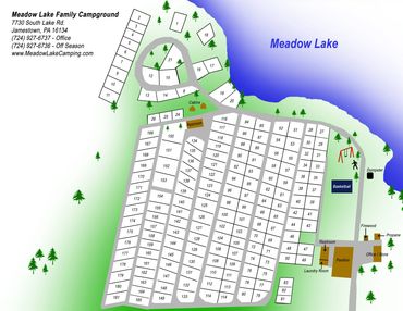 Map of RV sites and campground facilities.