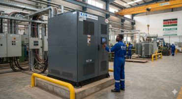 Worker operating industrial machinery in safety gear.