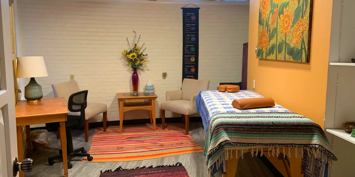 a reiki and massage treatment room at santa fe wellness center