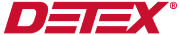 Red DETEX logo with stylized typography on a white background.