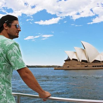 Tourist looking at Sydney Opera House