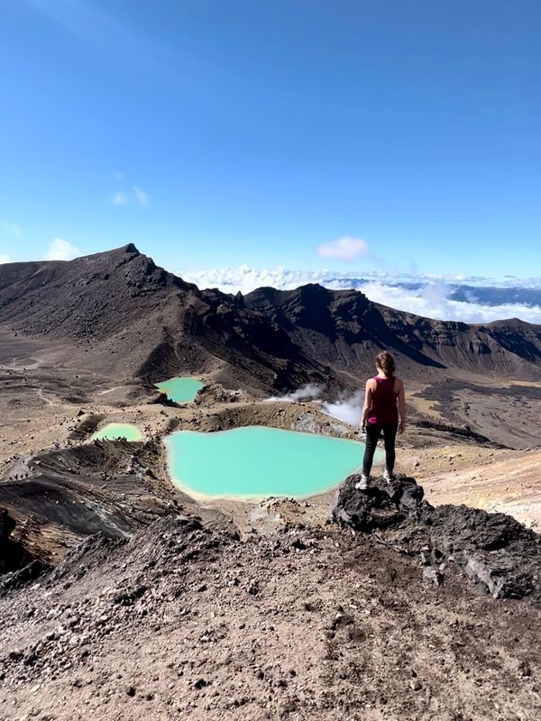 Hiking and tramping track, Tongariro Alpine Crossing, Tongariro National Park, New Zealand