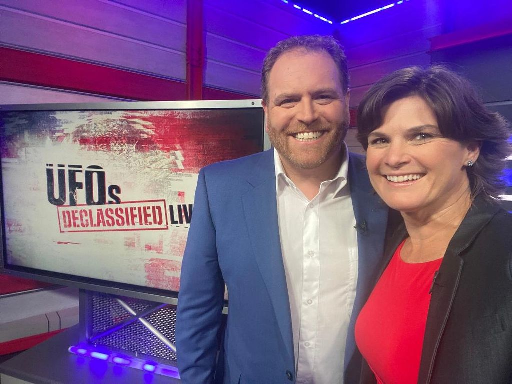 Colorado's First Lady Fighter Pilot Tracy LaTourrette on set UFOs Declassified Live with Josh Gates