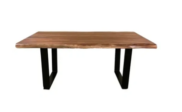 ACACIA LIVE EDGE TABLE WITH U METAL LEGS - 2" TOP.
