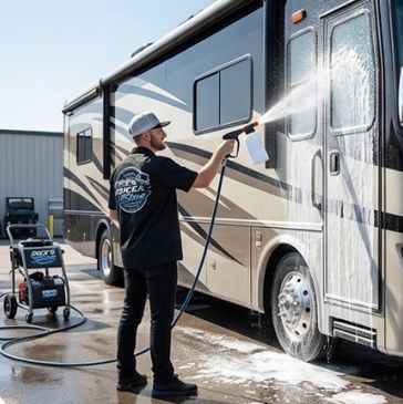 RV gelcoat oxidation removal in Punta Gorda FL.