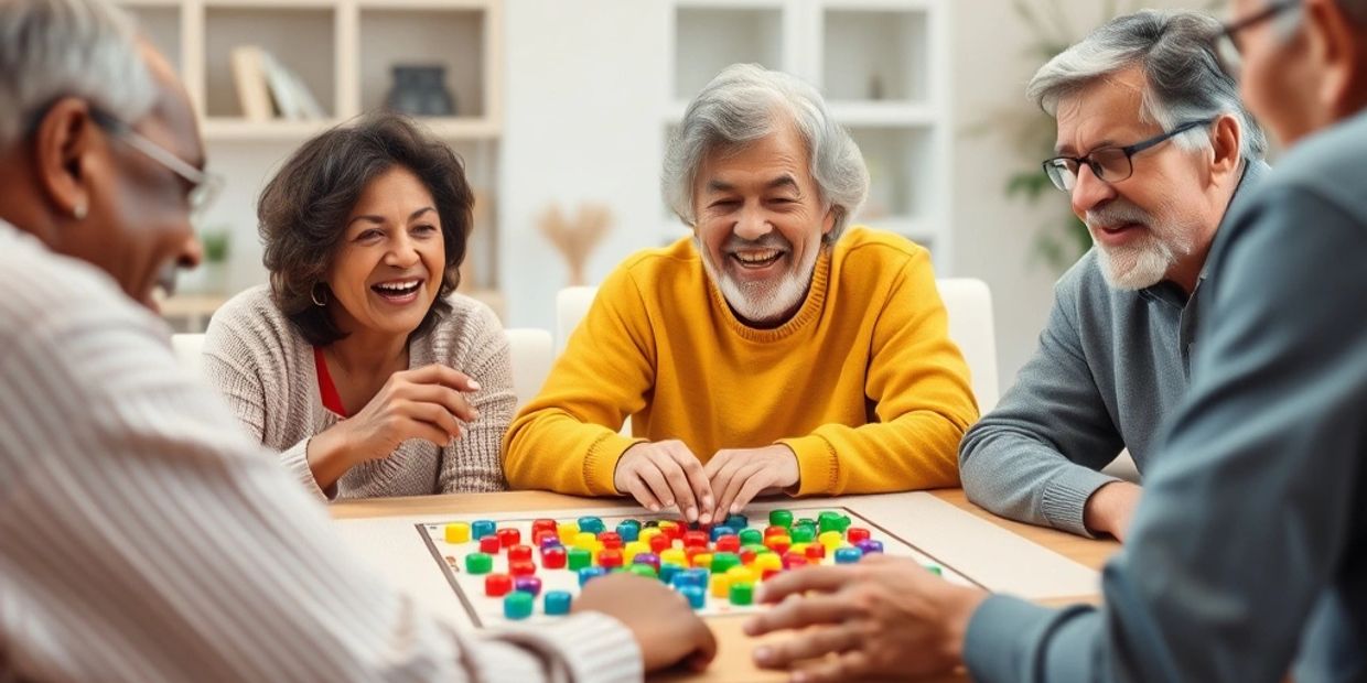 Seniors enjoying a board game together.