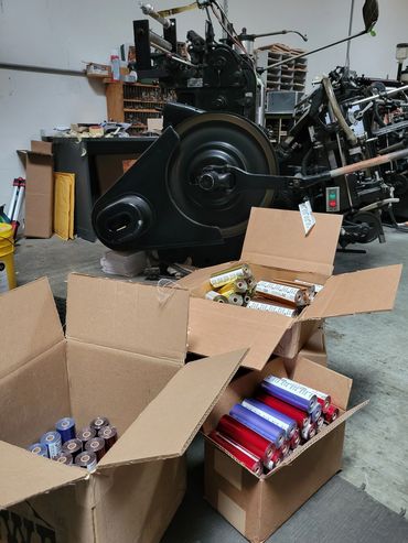 Metallic foil stamp, letterpress