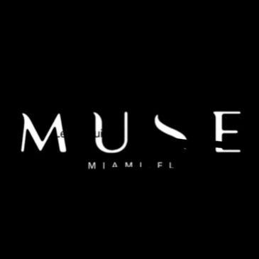 Stylized logo reading 'MUSE MIAMI FL' on a black background.
