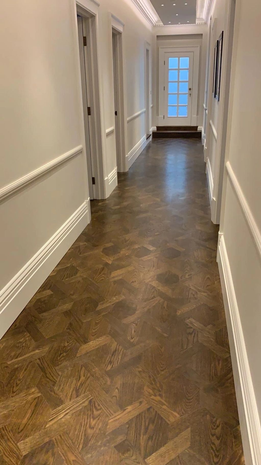 Mahogany Herringbone Floor stained and finished