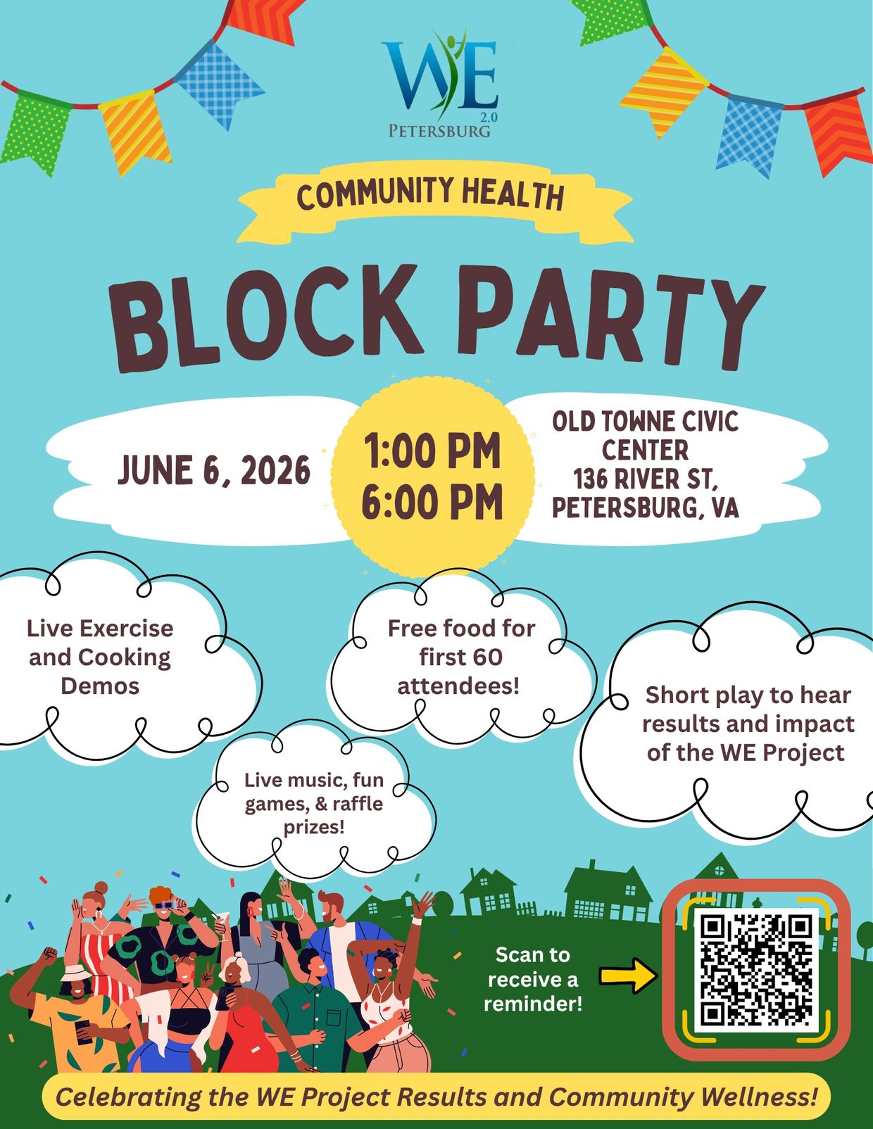 Community Health Block Party on June 6, 2026, with live demos, music, and free food in Petersburg, VA.