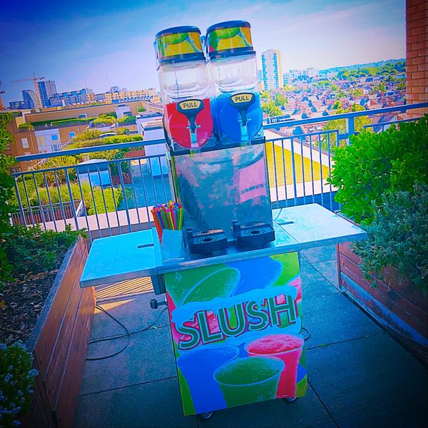 Blue and red slush machine hire