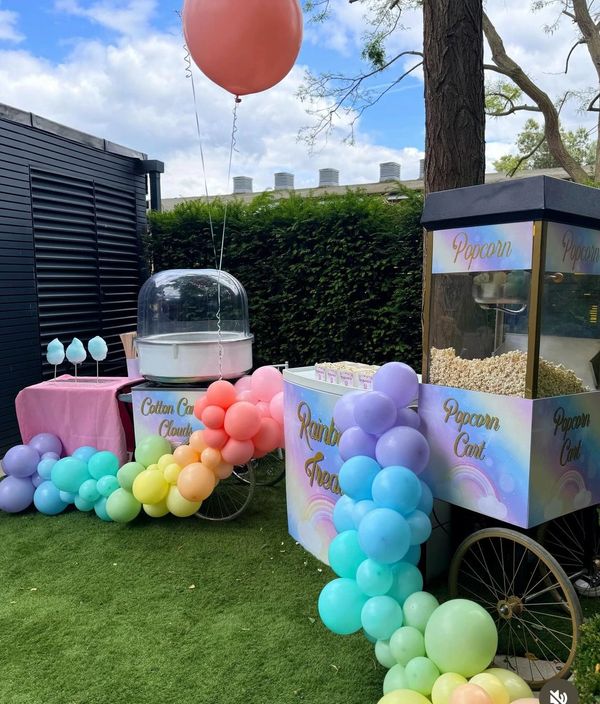 Rainbow Themed Candyfloss and Popcorn hire