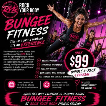 Bungee Fitness at Rock Your Body Fitness, $99 for 4-pack packages.