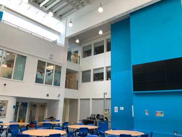 Echoey school dining hall