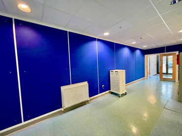 School corridor acoustically treated