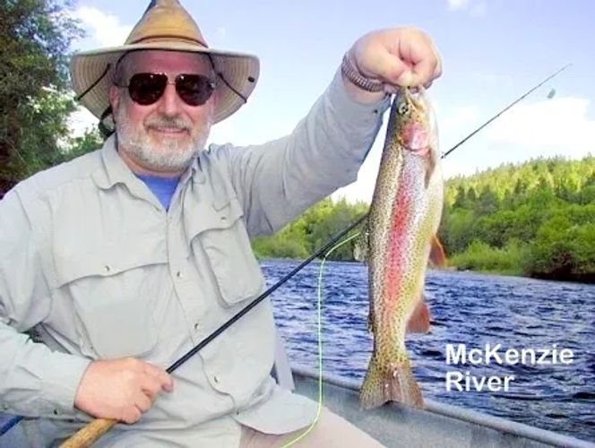 Chuck Wagner on a McKenzie River fly fishing guide trip.