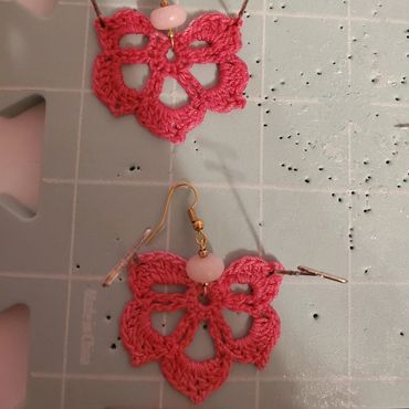 Rose Quartz lace-weight earrings