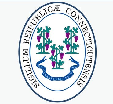 Seal of the State of Connecticut featuring grapevines and Latin text.