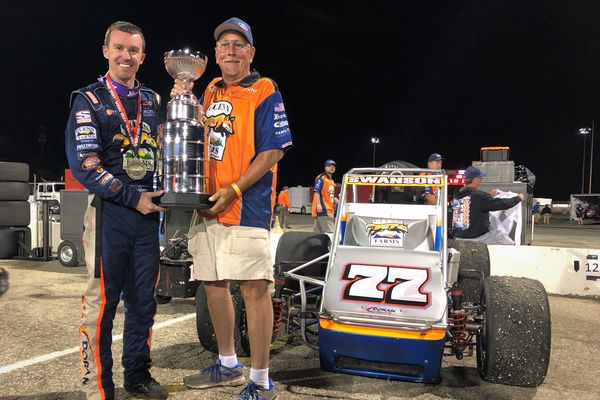 Kody Swanson and Ken Keilholz - AJ Foyt Championship Trophy - Lucas Oil Raceway