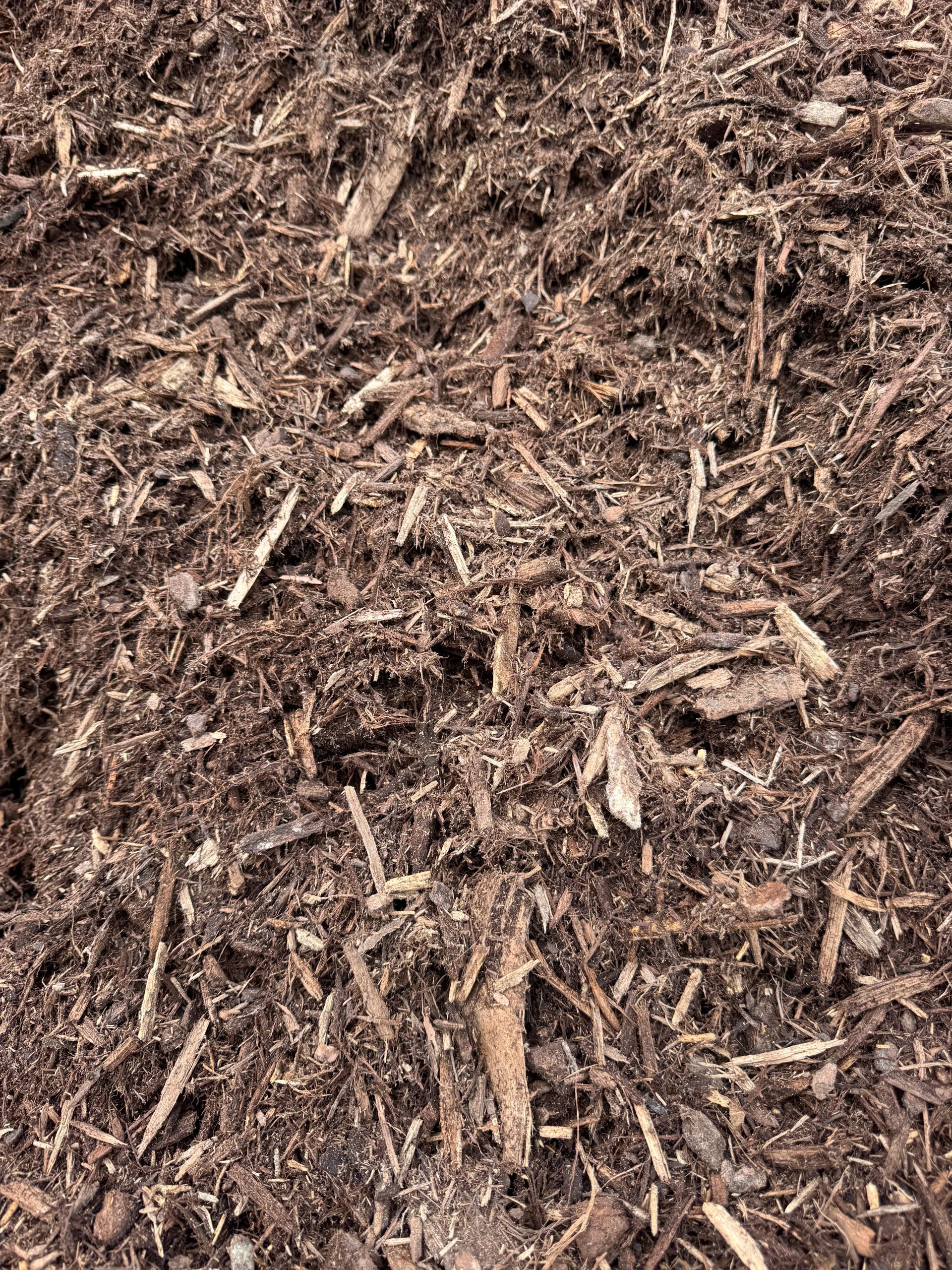Double shredded natural dye free mulch