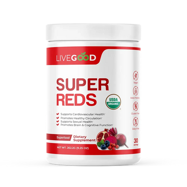 Boost circulation, heart health & energy with organic superfoods in every scoop of Super Reds! ❤️