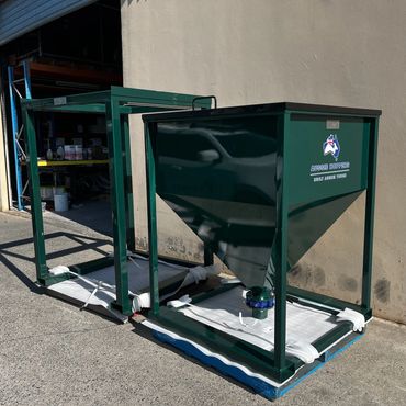 Aussie Hoppers abrasive storage hopper and stand