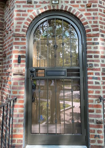 Round top arch steel entrance door. Insulated fiberglass arch top doors for the entrance.