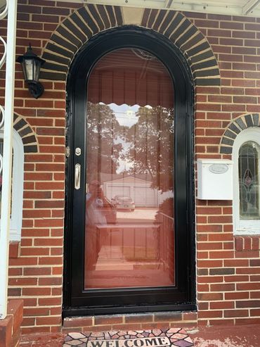 Round top arch steel entrance door. Insulated fiberglass arch top doors entrance. Arch top round sto