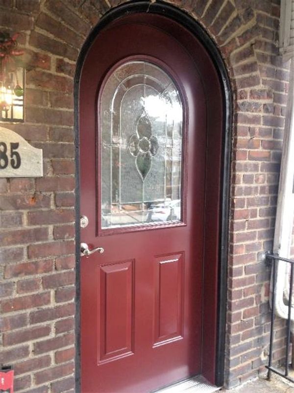 Round top arch steel entrance door. Insulated fiberglass arch top doors entrance. Arch top round sto