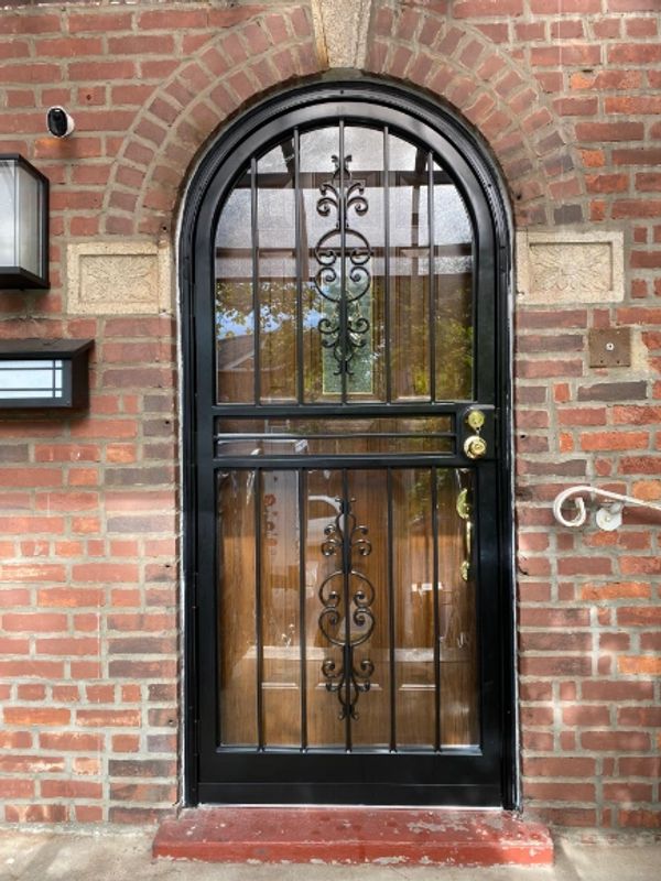 Round top arch steel entrance door. Insulated fiberglass arch top doors for the entrance.
