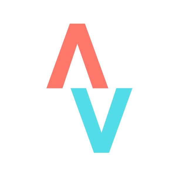 Impactive logo, upside down orange V above a teal V