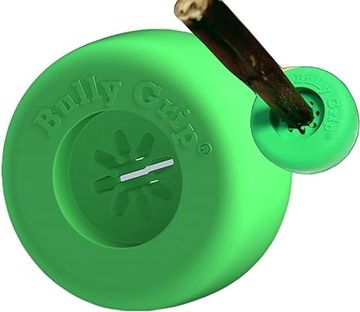 A round green bully stick holder.