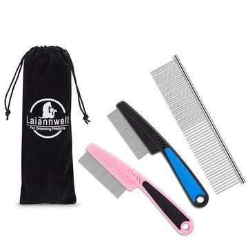 Grooming comb set with carry pouch.