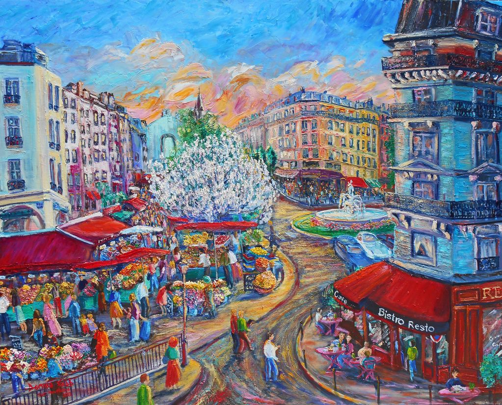 Rue Mouffetard Market place in Paris.