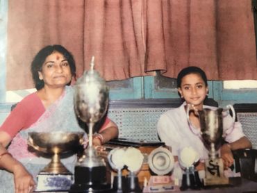 Sumana as a child together with her Guru Lt. Smt. Krishna Dasgupta