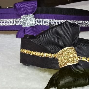 Black/gold collar single row, purple/silver collar double row